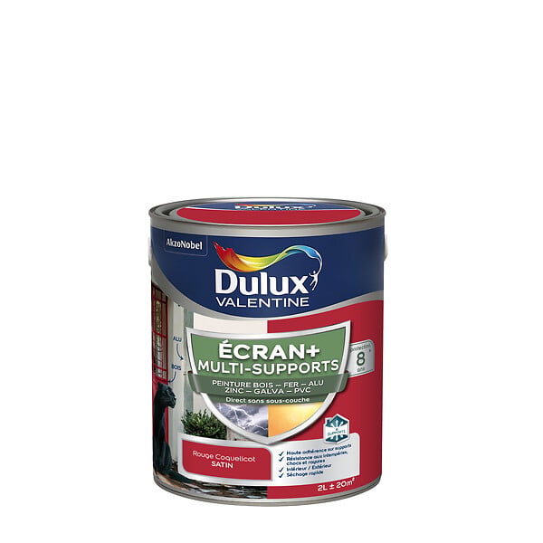 DULUX VALENTINE - Peinture Ext M/Sup Ecran+ Dulux Valentine Satin - Rouge Coquelicot 2 L - large