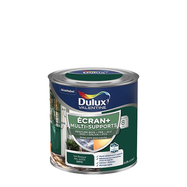 DULUX VALENTINE - Peinture Ext M/Sup Ecran+ Dulux Valentine Satin - Vert Basque 0,25 L - large