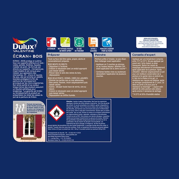 DULUX VALENTINE - Peinture extérieure Bois Ecran+ - Beige Gris - 2L - large
