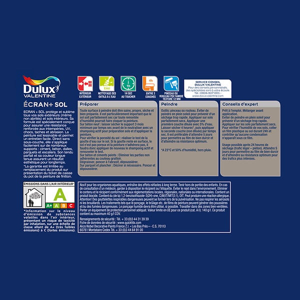 DULUX VALENTINE - Peinture Sol int/ext Ecran+ Dulux Valentine Satin - Base Clear 2,5 L - large
