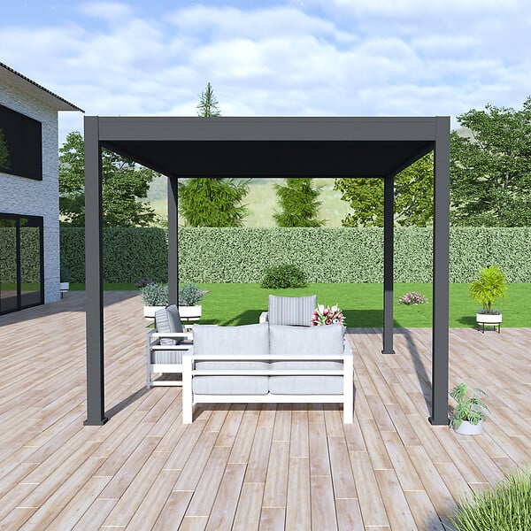 OMBREA - Pergola bioclimatique autoportante - Anthracite - 3x4m - large