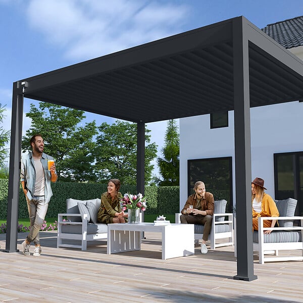 OMBREA - Pergola bioclimatique autoportante - Anthracite - 3x4m - large