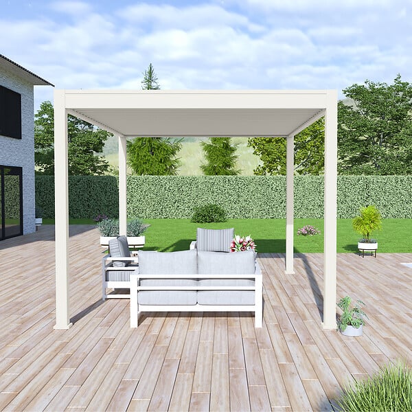 OMBREA - Pergola bioclimatique autoportante 3x4m - Blanc - OMBREA VS - large