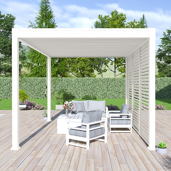 OMBREA - Pergola bioclimatique autoportante 3x4m - Blanc - OMBREA VS - large