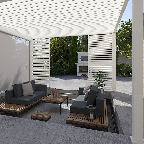 OMBREA - Pergola bioclimatique autoportante 4x4m - Blanc - OMBREA VS - large