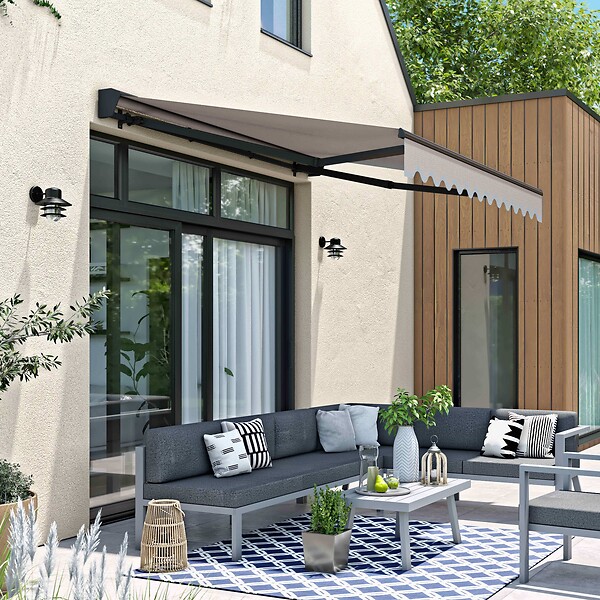 OVIALA - Store banne semi-intégral 2,5x2m en aluminium taupe - Brehat - large
