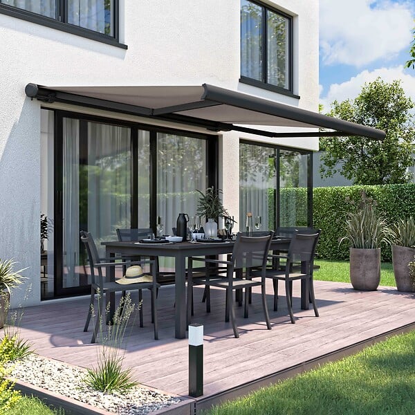 OVIALA - Store banne coffre integral 2.95x2.5m aluminium taupe - Caleta - large