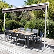 OVIALA - Store double pente avec coffre 3 x 4 m en aluminium taupe - Delgada - vignette