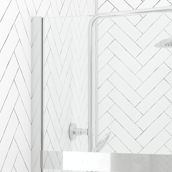 AURLANE - Paroi de Douche 100x200cm - Bande Miroir - Barre de Fixation Extensible et Profil Chrome - large