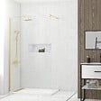 AURLANE - Paroi de Douche 120x200cm - Profilé + Bras extensible + Colonne de douche Thermostatique Or Brossé - vignette