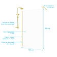 AURLANE - Paroi de Douche 120x200cm - Profilé + Bras extensible + Colonne de douche Thermostatique Or Brossé - vignette