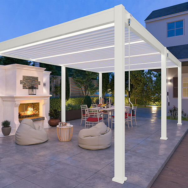 OMBREA - Pergola bioclimatique autoportante - Blanc - 4x6m - large