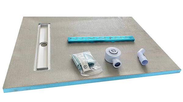 STANO - Receveur de douche à carreler 90 x 160 cm ELIO 4 pentes grille linéaire et bonde incluses - large
