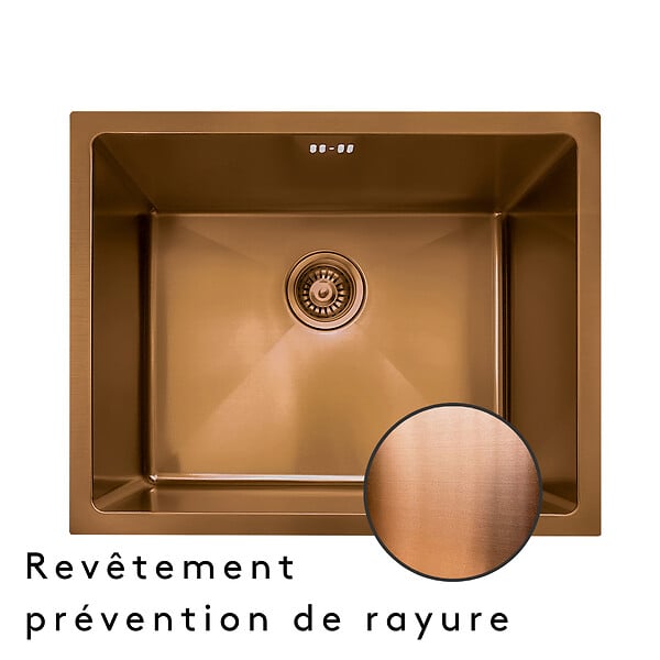 ESSEBAGNO - Luisa évier 1 cuve seule 55x45 en inox cuivre brossé - large