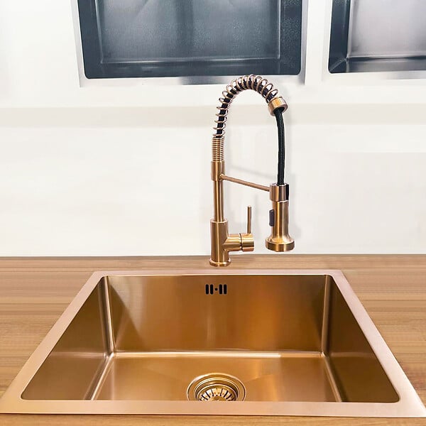 ESSEBAGNO - Luisa évier 1 cuve seule 55x45 en inox cuivre brossé - large