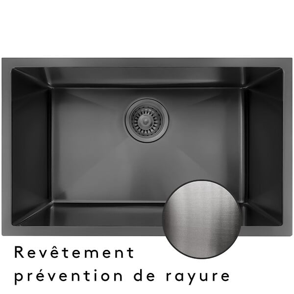 ESSEBAGNO - Luisa évier 1 grande cuve seule 76x45 en inox gris gun métal - large