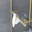 AURLANE - Pare baignoire Pivotant avec Porte-Serviette 85x150cm - Or Doré Brossé - Verre 6mm - TSHAPE GOLDY - vignette