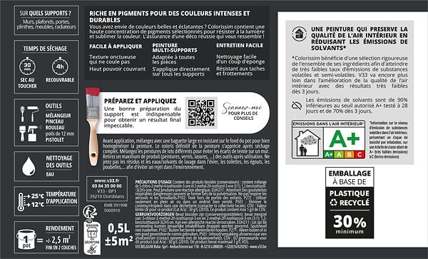 V33 PEINTURE - Peinture Colorissi mat Gris charbon 0L5 - large