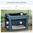 PAWHUT - Sac de transport pliable pour chien chat - 2 poignées, 3 portes - dim. 69L x 51l x 51H cm - acier polyester bleu - vignette