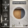 KLEANKIN - Miroir rond lumineux LED de salle de bain Ø 80 cm mural avec éclairage 3 couleurs interrupteur tactile système antibuée 46W blanc argent - vignette