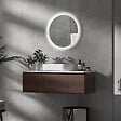 KLEANKIN - Miroir rond lumineux LED de salle de bain Ø 60 cm mural avec éclairage 3 couleurs interrupteur tactile système antibuée 29 W gris - vignette