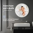 KLEANKIN - Miroir rond lumineux LED de salle de bain Ø 60 cm mural avec éclairage 3 couleurs interrupteur tactile système antibuée 29 W gris - vignette