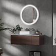 KLEANKIN - Miroir rond lumineux LED de salle de bain Ø 70 cm mural avec éclairage 3 couleurs interrupteur tactile système antibuée 35W blanc argent - vignette