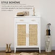 HOMCOM - Meuble à chaussures style bohème chic - 2 portes, 3 étagères, tiroir - MDF blanc cannage rotin - vignette