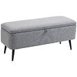 HOMCOM - Banc coffre de rangement 2 en 1 dim. 102L x 40l x 39H cm piètement acier noir tissu gris - vignette