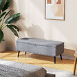 HOMCOM - Banc coffre de rangement 2 en 1 dim. 102L x 40l x 39H cm piètement acier noir tissu gris - vignette