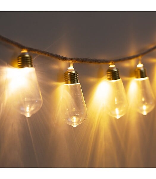 ATMOSPHERA - Guirlande décorative à piles 10 LED Ampoules sur Cable aspect Corde L 165 cm - large