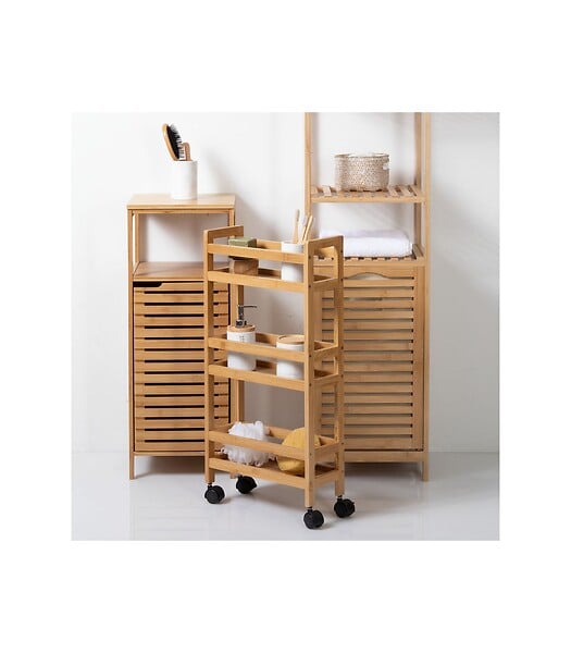 5 FIVE SIMPLY SMART - Desserte de Salle de bain sur roues 3 Niveaux en Bambou - large