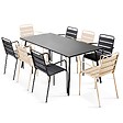 OVIALA - Ensemble table de jardin et 8 fauteuils en métal ivoire et gris - Palavas - vignette