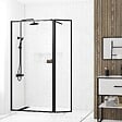 AURLANE - Paroi de Douche avec Volet Pivotant - Cadre et Bras Alu. NOIR MAT - 100+40x200cm - DARK CONTOURING - vignette