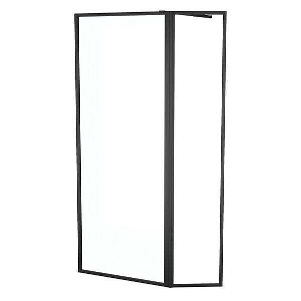 AURLANE - Paroi de Douche avec Volet Pivotant - Cadre et Bras Alu. NOIR MAT - 80+40x200cm - DARK CONTOURING - large