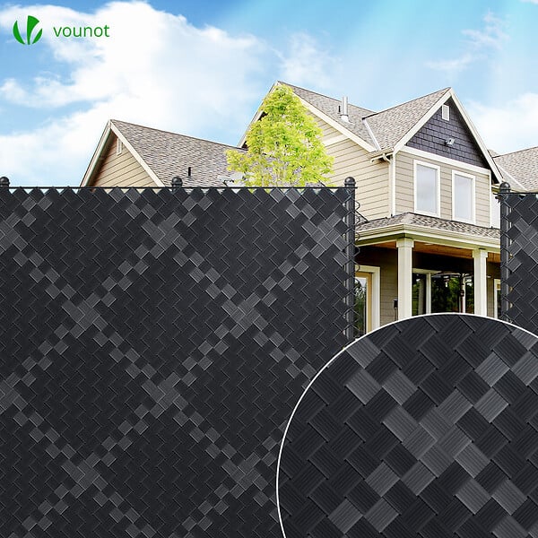 VOUNOT - Kit de lamelles occultantes PVC brise vue 300m x 4.7cm avec 600 clips Noir - large