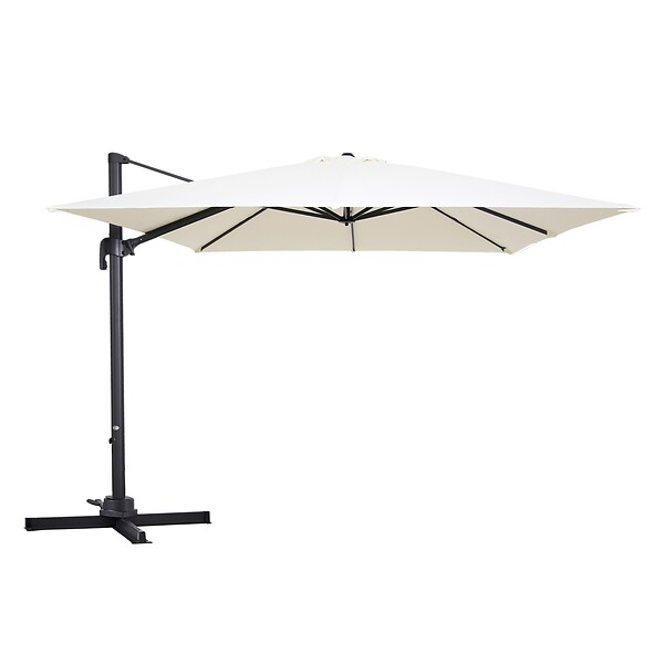 OVIALA - Parasol déporté inclinable et rotatif 3 x 3m en aluminium écru - Malaga - large