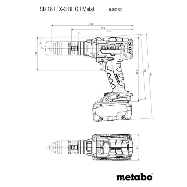 METABO - Perceuse à percussion 18 V SB 18 LTX-3 BL Q I Metal (sans batterie ni chargeur), coffret - large