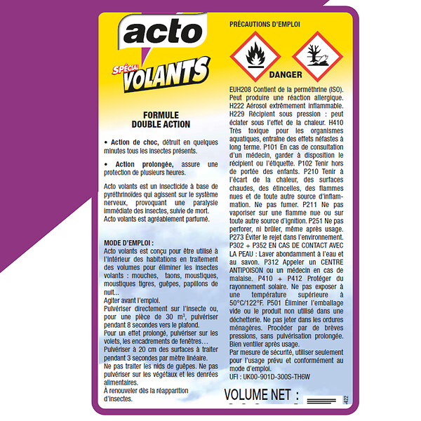 ACTO - Aérosol spécial volants 600ml - large