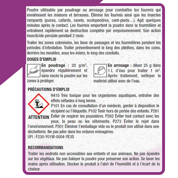 ACTO - Poudre fourmis ''Poudrage et arrosage'' 400g - large