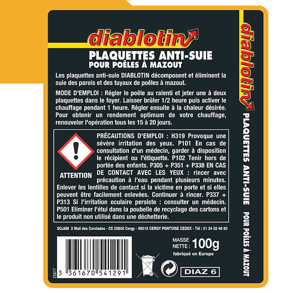DIABLOTIN - antisuie plaquettes poêles a mazout - large
