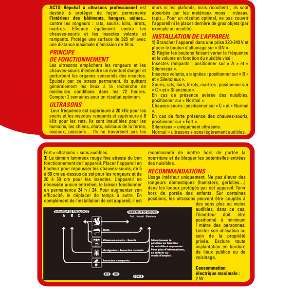 ACTO - Répulsif ultrasons professionnel rats - souris - large