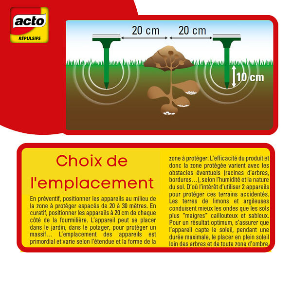ACTO - Répulsif vibrations fourmis système photovoltaïque - large