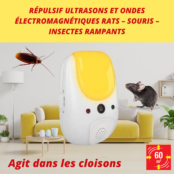 RETRO - Ultrasons et ondes magnétiques rats-souris-insectes rampants - large