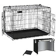 VOUNOT - Cage pour chien pliable avec 2 portes verrouillable plateau amovible et housse de protection 107x70x78cm - vignette