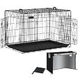 VOUNOT - Cage pour chien pliable avec 2 portes verrouillable plateau amovible et housse de protection 122x75x81cm - vignette