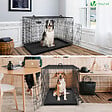 VOUNOT - Cage pour chien pliable avec 2 portes verrouillable plateau amovible et housse de protection 122x75x81cm - vignette