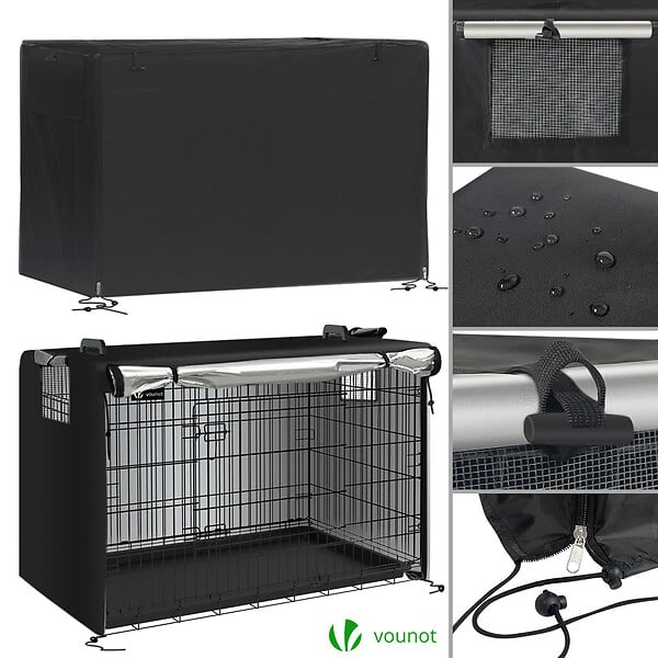 VOUNOT - Cage pour chien pliable avec 2 portes verrouillable plateau amovible et housse de protection 122x75x81cm - large