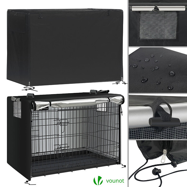 VOUNOT - Cage pour chien pliable avec 2 portes verrouillable plateau amovible et housse de protection 92x58x64cm - large