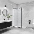AICA SANITAIRE - AICA paroi de douche noire 140x200cm paroi de douche à l'italienne en 8mm verre anticalcaire avec barre de stabilisation 140cm - vignette